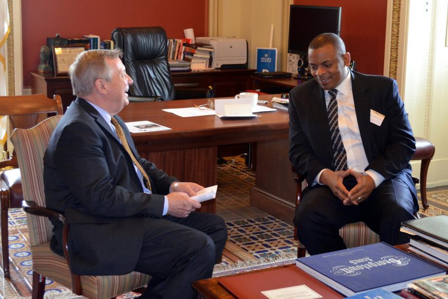 U.S. Senator Dick Durbin (D-IL) met with Mayor of Charlotte Anthony Foxx to discuss his nomination to be Secretary of Transportation.